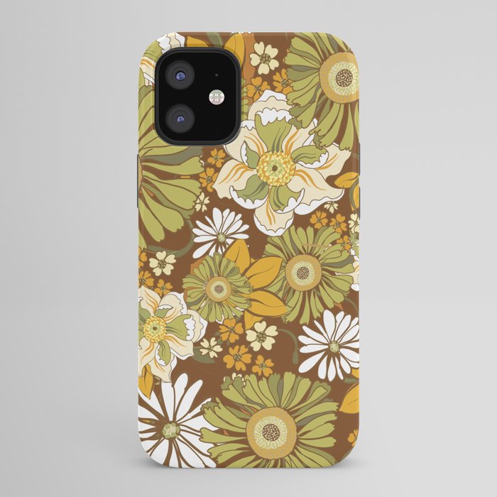 70s Retro Flower Power boho pattern iPhone Case