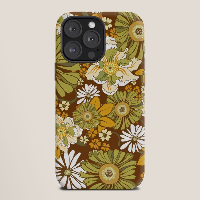 70s Retro Flower Power boho pattern iPhone Case