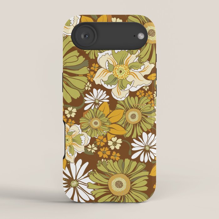 70s Retro Flower Power boho pattern iPhone Case