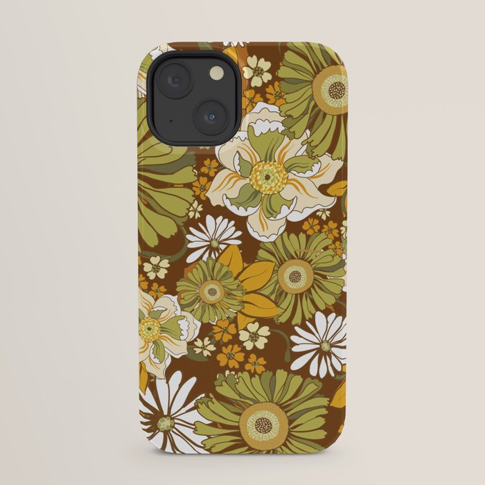 70s Retro Flower Power boho pattern iPhone Case