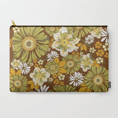 70s Retro Flower Power boho pattern Carry All Pouch