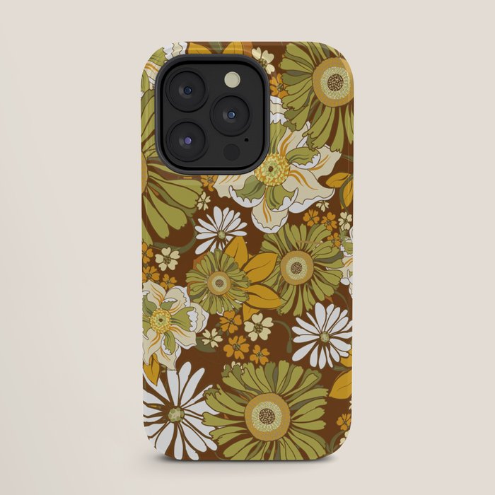 70s Retro Flower Power boho pattern iPhone Case