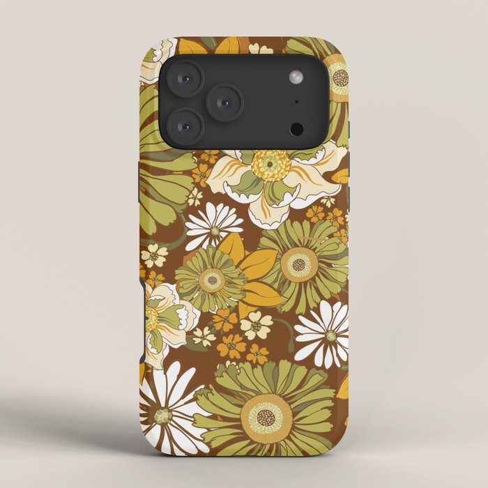 70s Retro Flower Power boho pattern iPhone Case