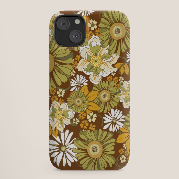 70s Retro Flower Power boho pattern iPhone Case