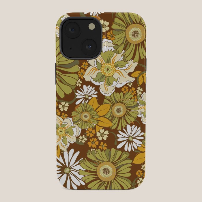 70s Retro Flower Power boho pattern iPhone Case