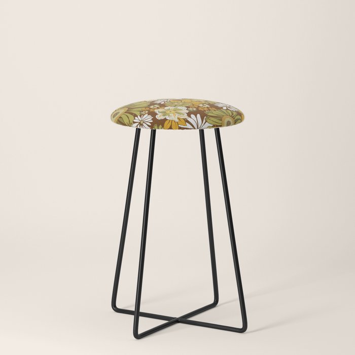 70s Retro Flower Power boho pattern Stool