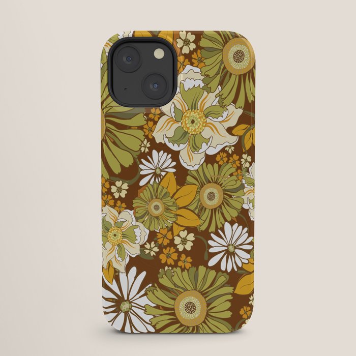 70s Retro Flower Power boho pattern iPhone Case