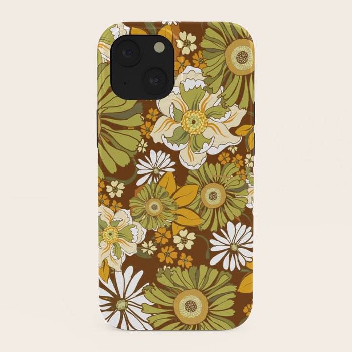 70s Retro Flower Power boho pattern iPhone Case