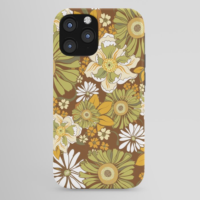 70s Retro Flower Power boho pattern iPhone Case