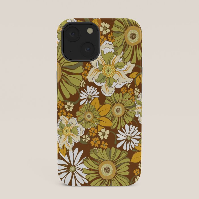 70s Retro Flower Power boho pattern iPhone Case