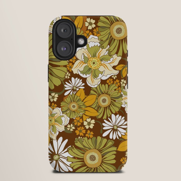 70s Retro Flower Power boho pattern iPhone Case