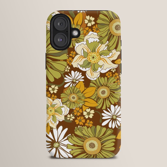 70s Retro Flower Power boho pattern iPhone Case