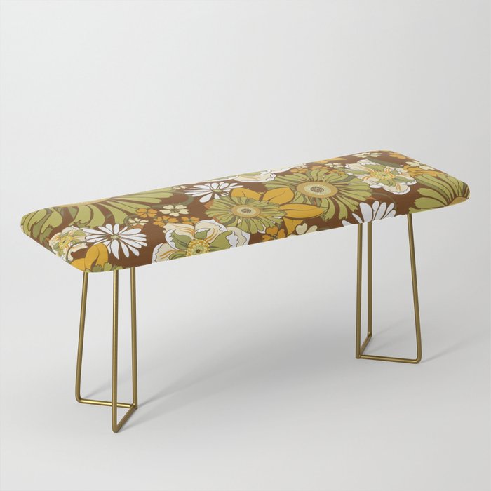 70s Retro Flower Power boho pattern Bench