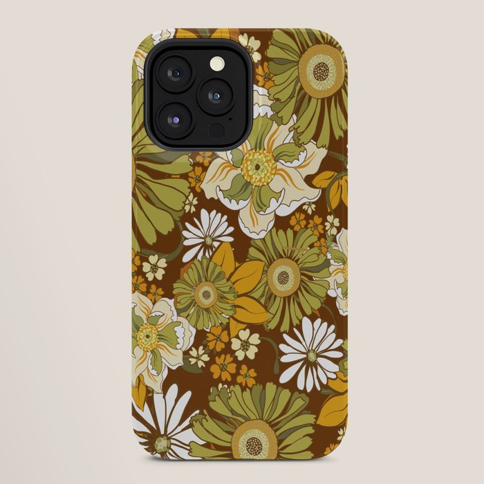 70s Retro Flower Power boho pattern iPhone Case
