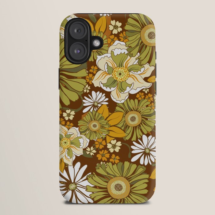 70s Retro Flower Power boho pattern iPhone Case