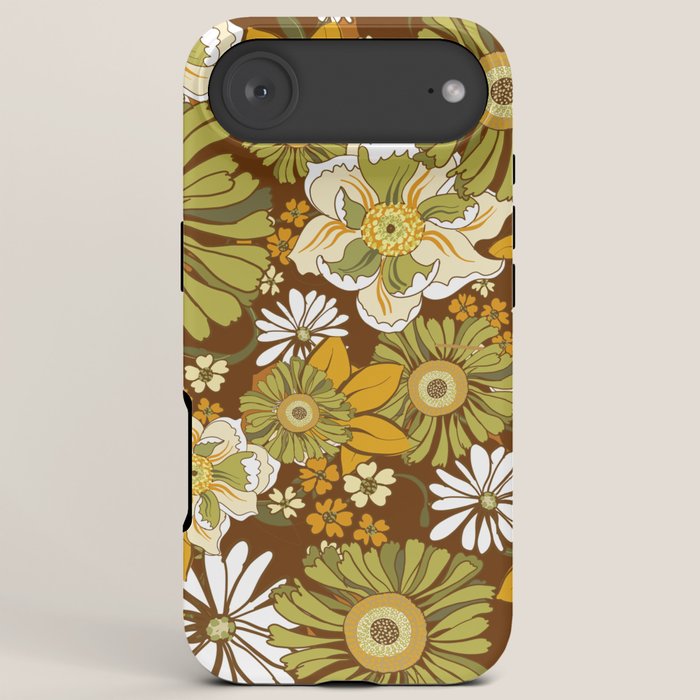 70s Retro Flower Power boho pattern iPhone Case