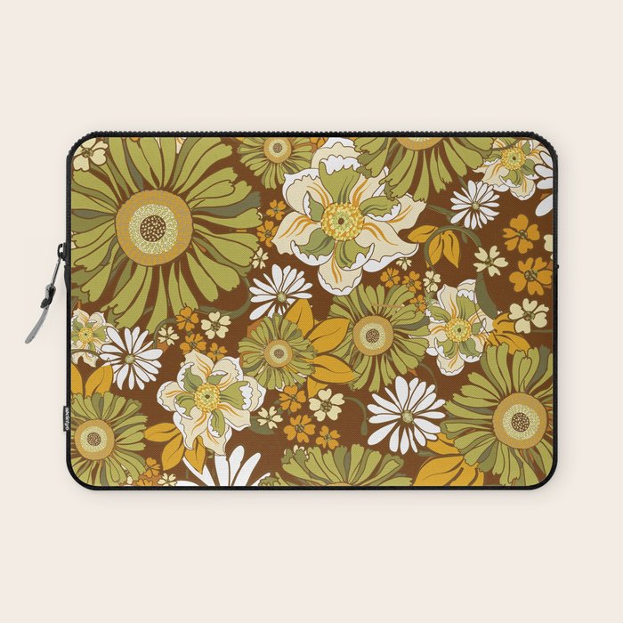 70s Retro Flower Power boho pattern Laptop Sleeve
