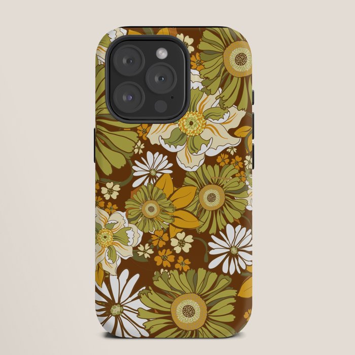 70s Retro Flower Power boho pattern iPhone Case