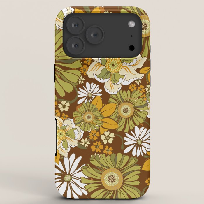 70s Retro Flower Power boho pattern iPhone Case