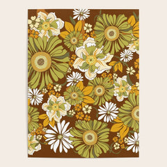 70s Retro Flower Power boho pattern Poster