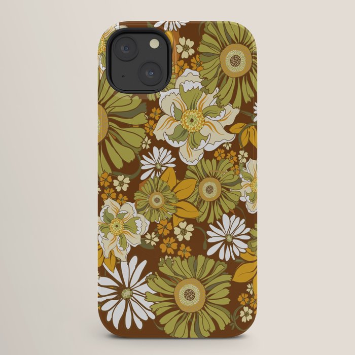 70s Retro Flower Power boho pattern iPhone Case