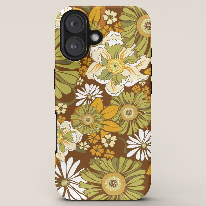 70s Retro Flower Power boho pattern iPhone Case