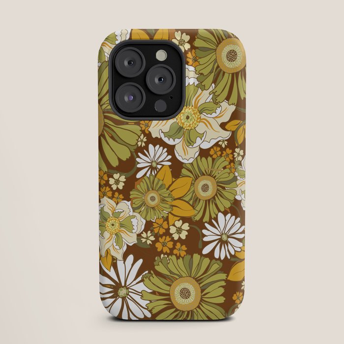 70s Retro Flower Power boho pattern iPhone Case