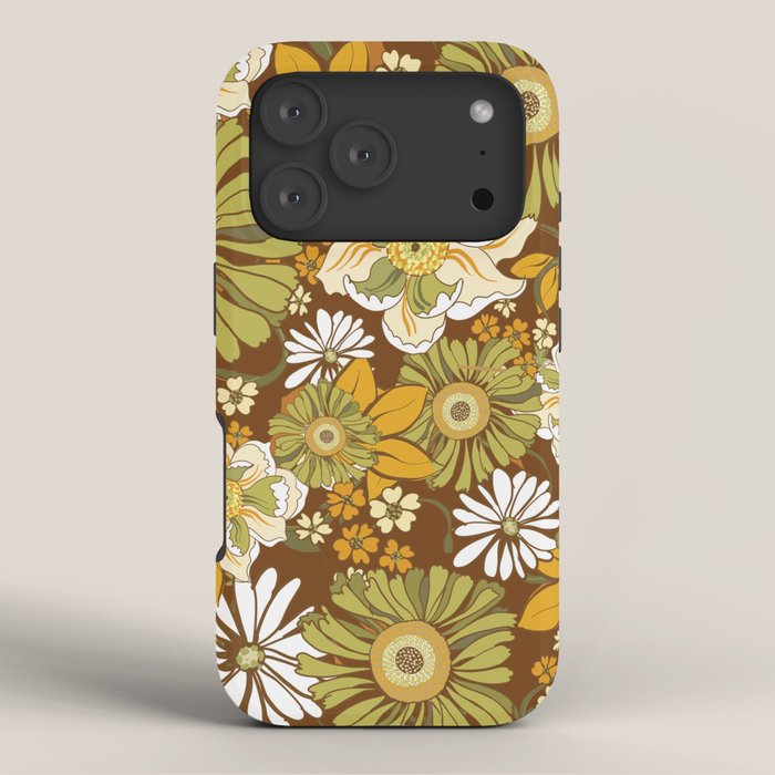 70s Retro Flower Power boho pattern iPhone Case