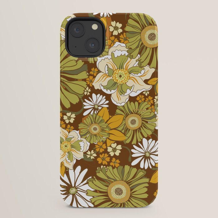 70s Retro Flower Power boho pattern iPhone Case