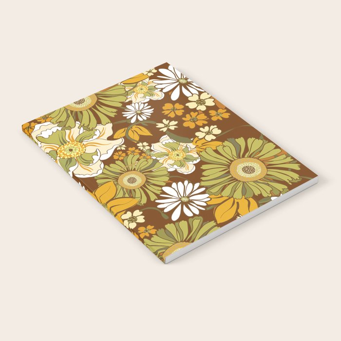 70s Retro Flower Power boho pattern Notebook