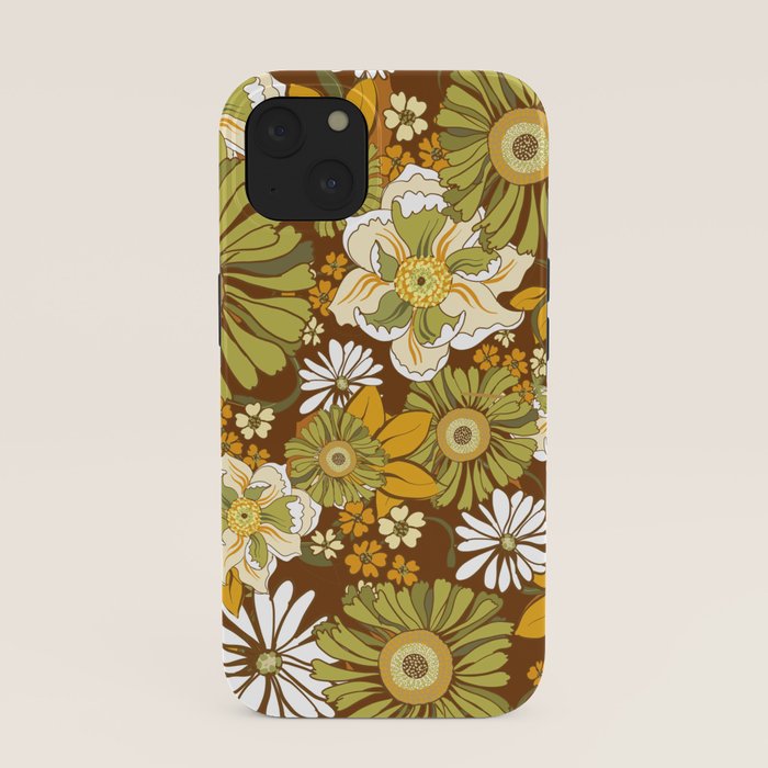 70s Retro Flower Power boho pattern iPhone Case