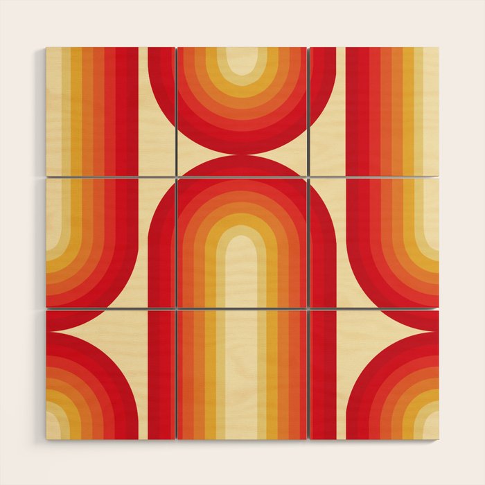 70s Retro Sun Wood Wall Art