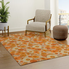 70s retro vintage daisies, flowers, orange, peach Rug