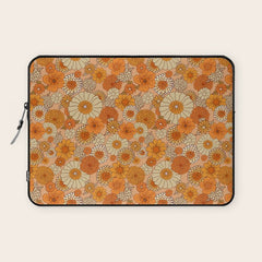 70s retro vintage daisies, flowers, orange, peach Laptop Sleeve