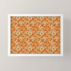 70s retro vintage daisies, flowers, orange, peach Mini Art Print
