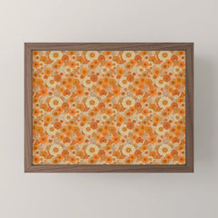70s retro vintage daisies, flowers, orange, peach Mini Art Print