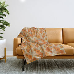 70s retro vintage daisies, flowers, orange, peach Throw Blanket