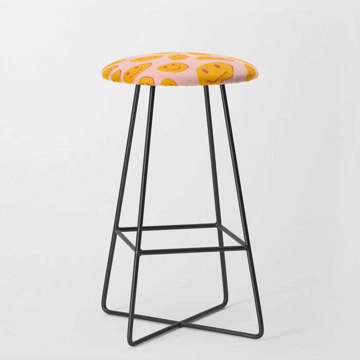 70s retro yellow smile face illustration  Stool