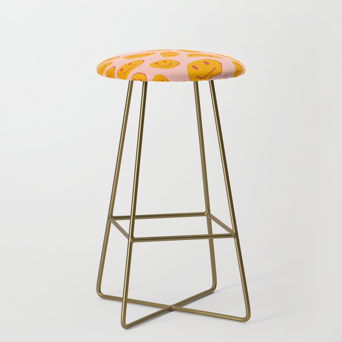70s retro yellow smile face illustration  Stool