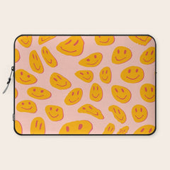 70s retro yellow smile face illustration  Laptop Sleeve
