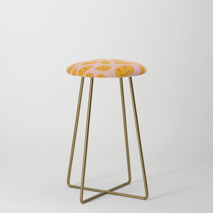 70s retro yellow smile face illustration  Stool