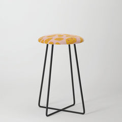 70s retro yellow smile face illustration  Stool