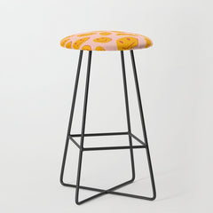 70s retro yellow smile face illustration  Stool