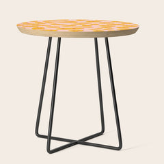 70s retro yellow smile face illustration  Side Table