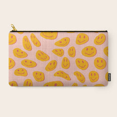 70s retro yellow smile face illustration  Carry All Pouch