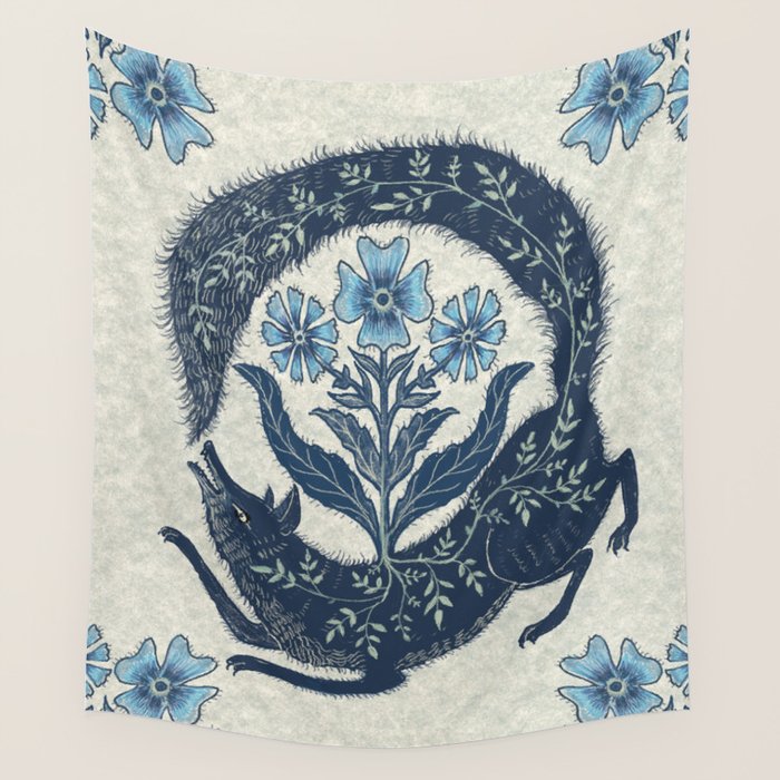 A Fox Chasing Its Tail Wall Tapestry
