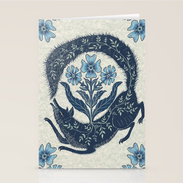 A Fox Chasing Its Tail Stationery Card