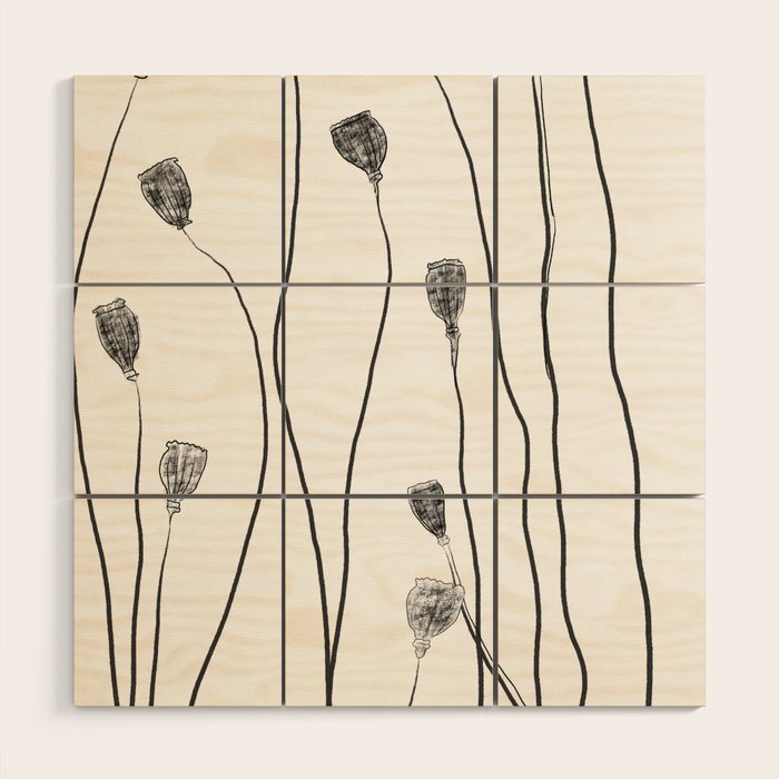 A group of poppy heads Wood Wall Art