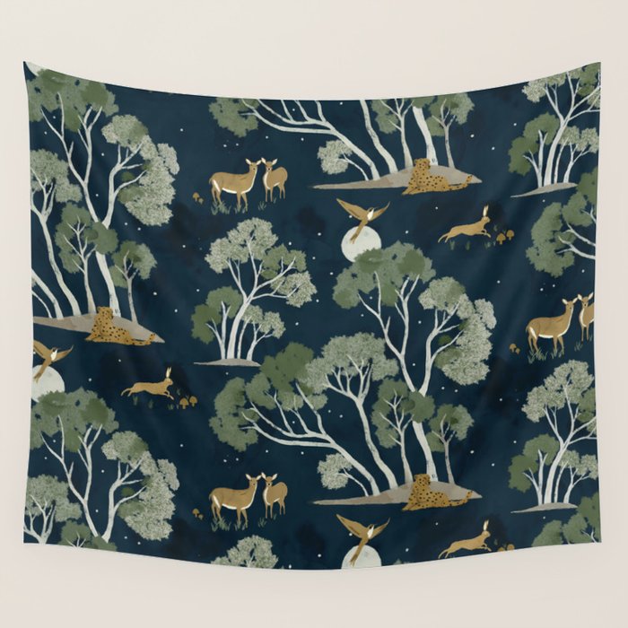 A Forest Awakens Full Moon Wall Tapestry