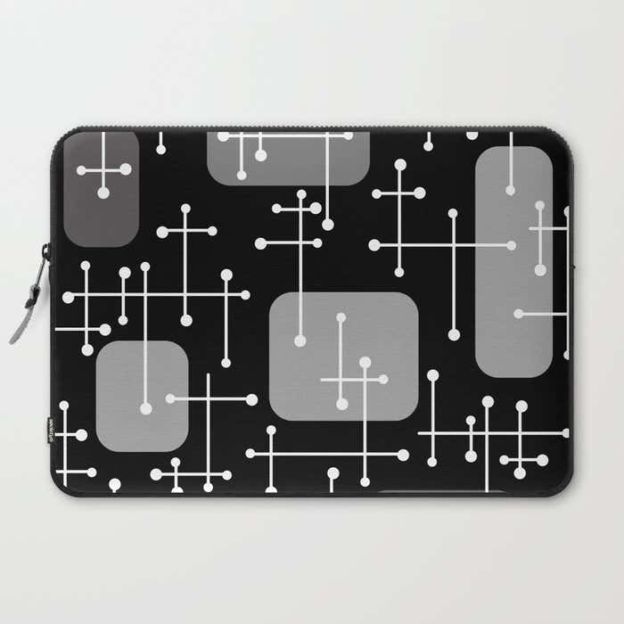 1950s Eames Era Art Crosshairs Black White Laptop Sleeve